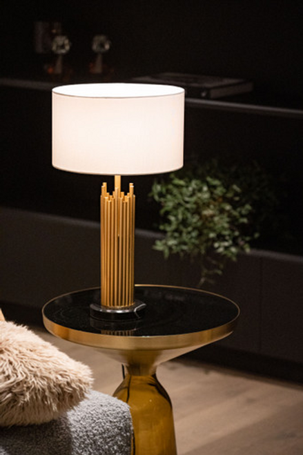 Brass table lamp with white shade Brass table lamp with white shade