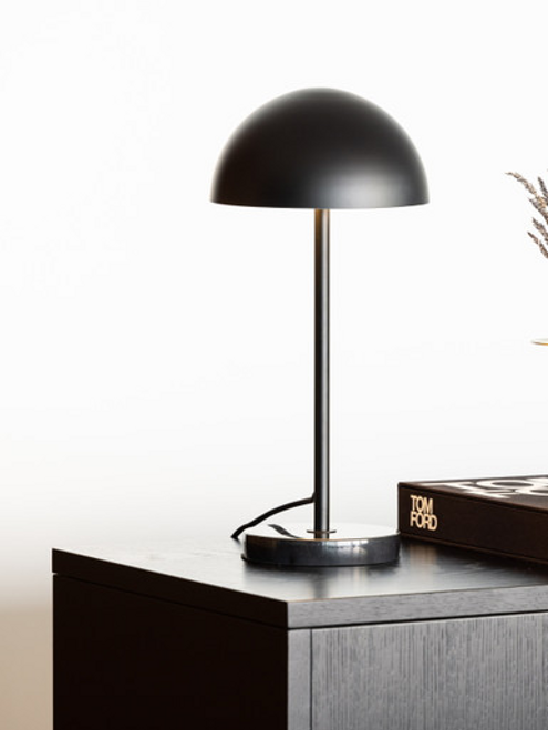 Black table lamp with mushroom shade Black table lamp with mushroom shade