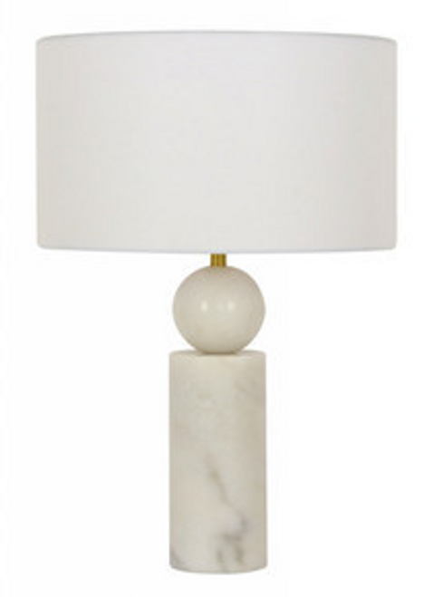 Alabaster table lamp with white shade