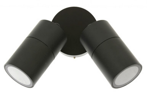 Black two-pan spotlight with IP65 rating Black two-pan spotlight with IP65 rating
