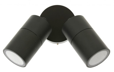 Black two-pan spotlight with IP65 rating