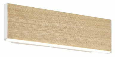 Oak wall light with white trim