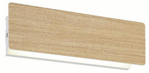 Oak wall light with white trim and tiltable plate Oak wall light with white trim and tiltable plate