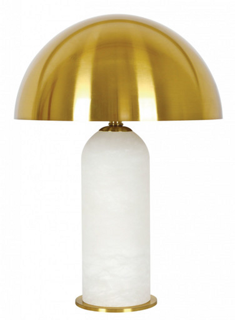 Alabaster table lamp with brass trim