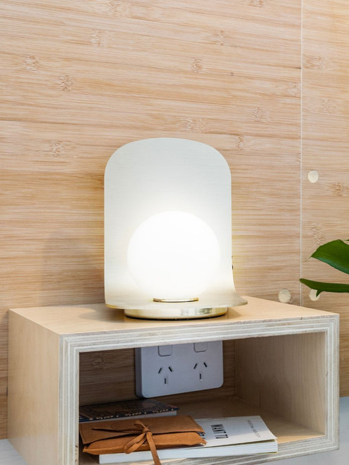 Brass table lamp with opal glass Brass table lamp with opal glass
