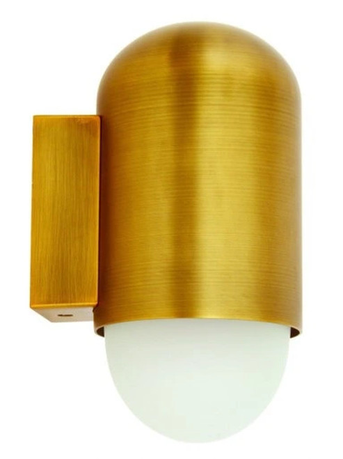 Brass wall light with opal glass