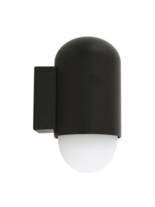 Black IP rated Wall Light Opal Glass