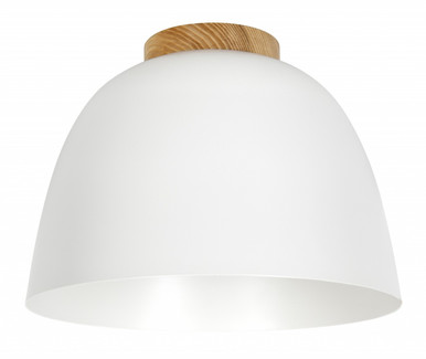 White metal shade with ash wood trim