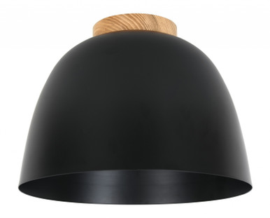 Black metal shade with ash wood trim