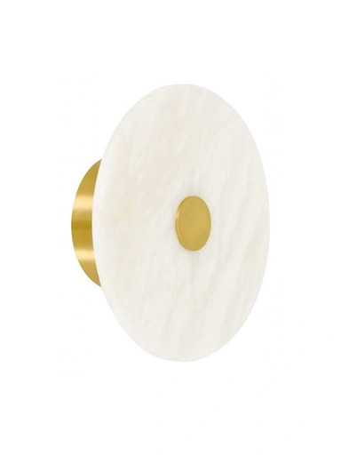 Alabaster wall light with brass trim
