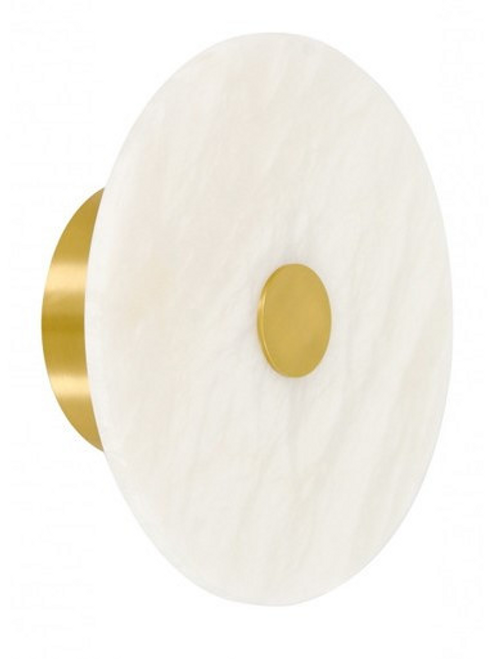 Alabaster wall light with brass trim