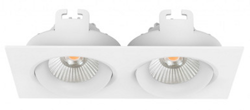 White two light square downlight