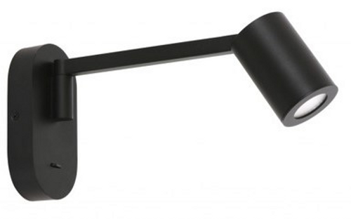 Black wall light with adjustable arm with on/off switch