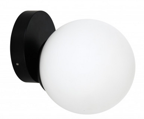 Black wall light with opal glass