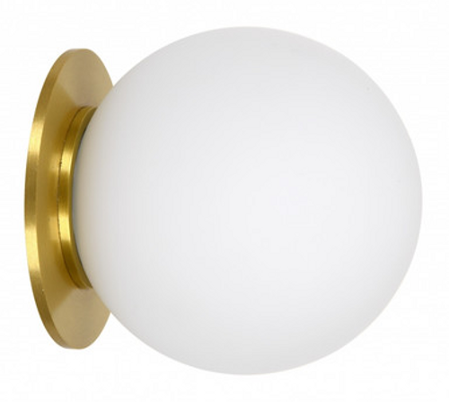 Brass recessed plated wall light with opal glass Brass recessed plated wall light with opal glass