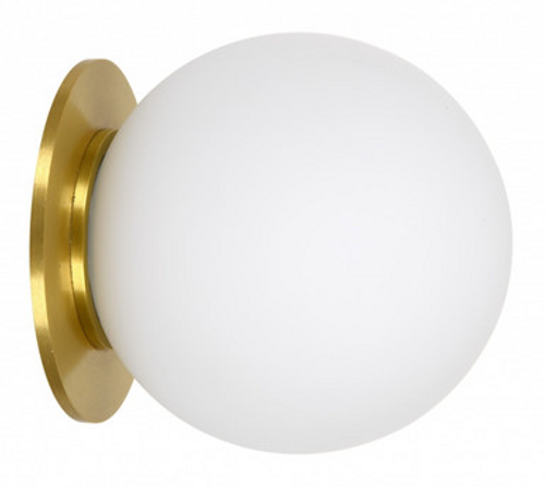 Brass recessed plated wall light with opal glass