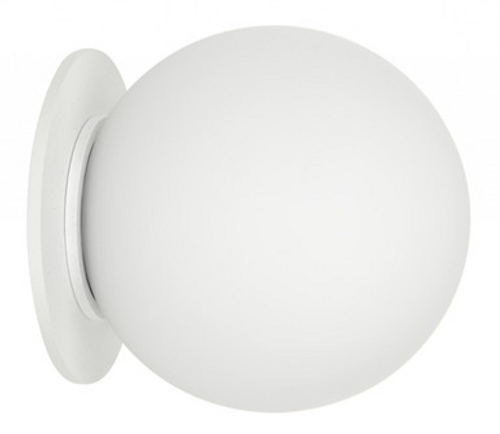 White plated wall light with opal globe