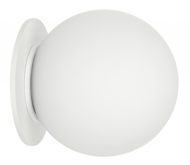 White plated wall light with opal globe