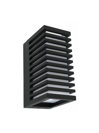 Black wall light with grill-type look