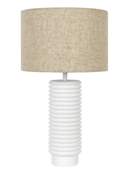 Gypsum table lamp with oatmeal shade