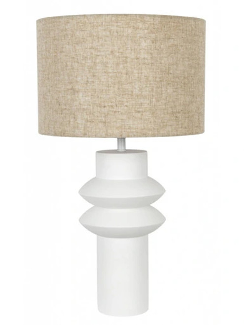 Gypsum table lamp with oatmeal shade