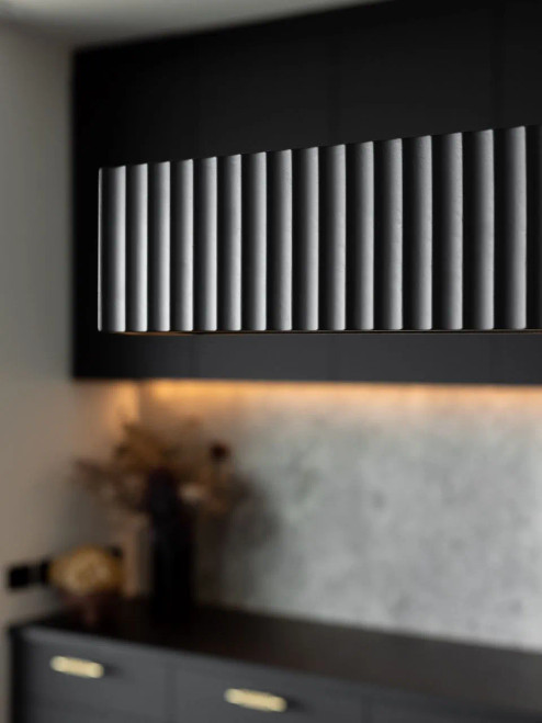 Black 1.5m ribbed linear pendant Black 1.5m ribbed linear pendant