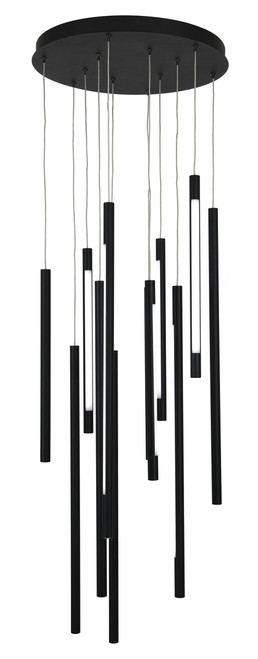 Black twelve-light linear rod pendant Black twelve-light linear rod pendant