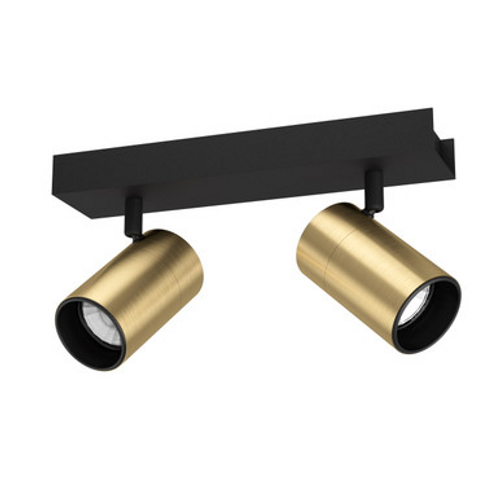 Black and brass two-light spotlight Black and brass two-light spotlight