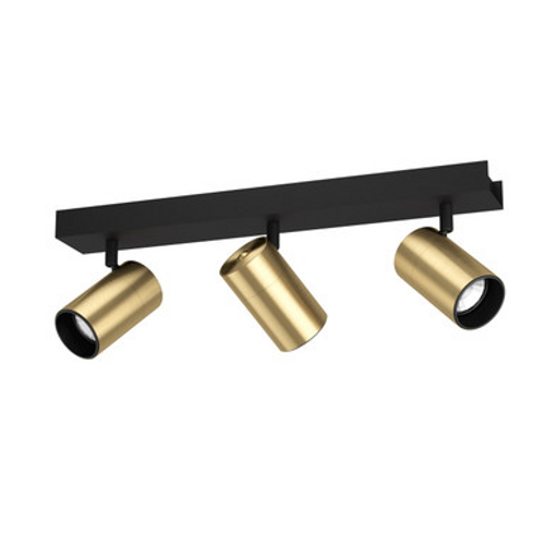 Black and brass three-light spotlight Black and brass three-light spotlight