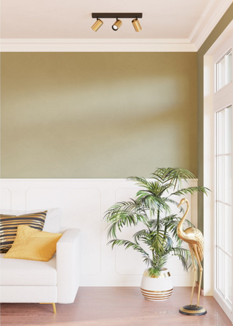 Black and brass three-light spotlight Black and brass three-light spotlight