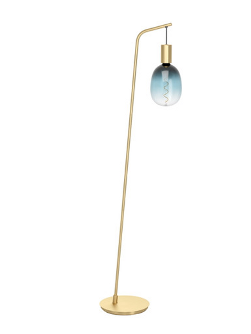 Brass floor lamp with slight lean