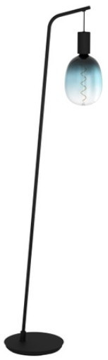 Black floor lamp with slight lean