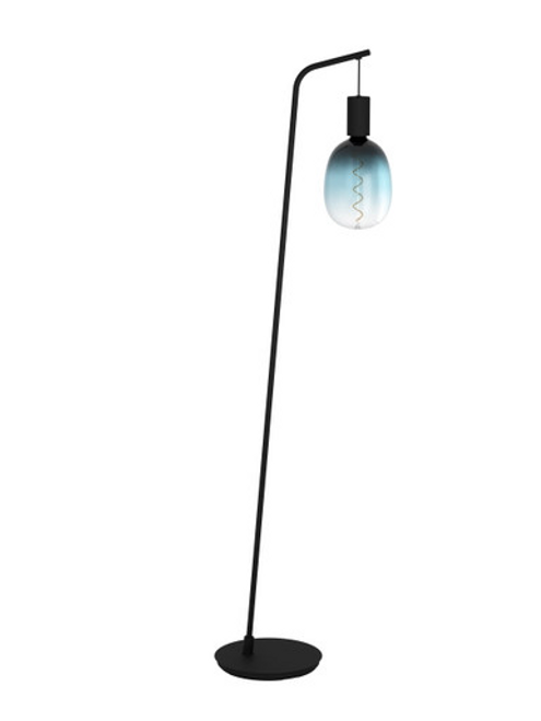 Black floor lamp with slight lean Black floor lamp with slight lean