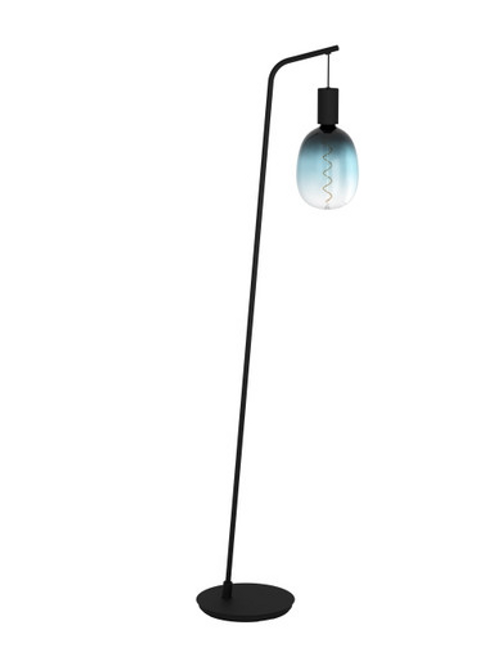 Black floor lamp with slight lean