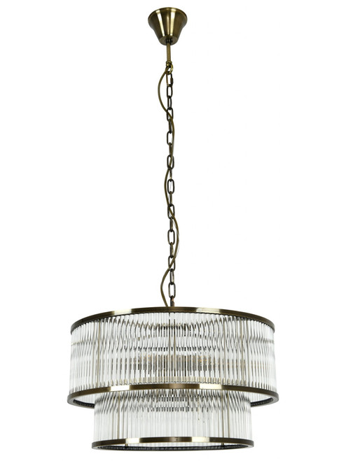 Antique Brass trim with clear glass rods luxury pendant 10 light Antique Brass trim with clear glass rods luxury pendant 10 light