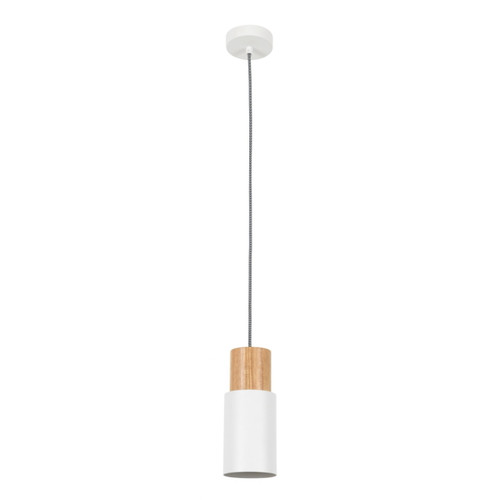 White with wood trim pendant