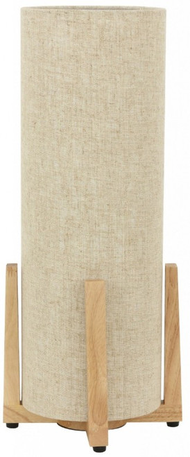 Wooden table lamp with natural shade