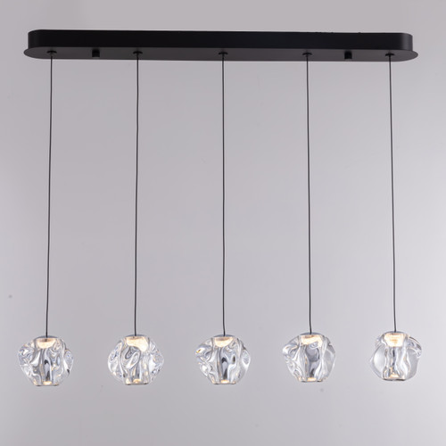 Chrome 5 light pendant with black base Chrome 5 light pendant with black base
