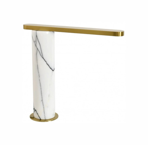 Aged brass trim with marble column table lamp
