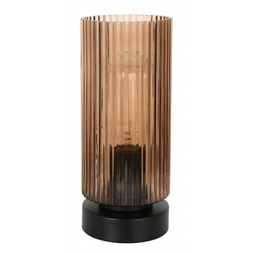Touch table lamp with black base and sepia glass shade Touch table lamp with black base and sepia glass shade