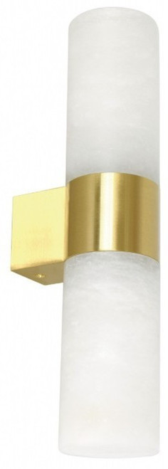 Brass trim wall light with alabaster glass
