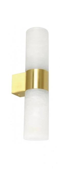Brass trim wall light with alabaster glass