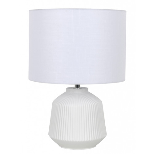 Table lamp with white base and white shade Table lamp with white base and white shade