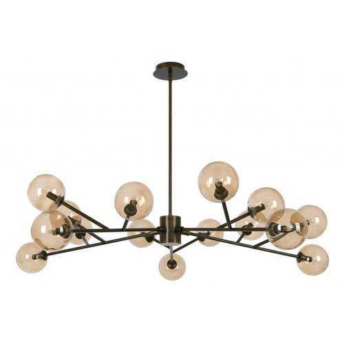 BRONZE METAL WITH SEPIA GLASS SHADE 15 LIGHT PENDANT BRONZE METAL WITH SEPIA GLASS SHADE 15 LIGHT PENDANT
