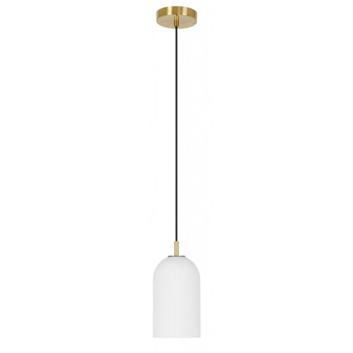 Small pendant with ribbed glass and brass trim Small pendant with ribbed glass and brass trim