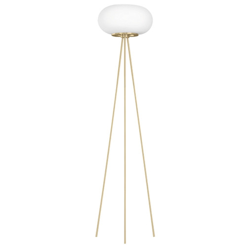 Brass trim floor lamp with opal glass Brass trim floor lamp with opal glass