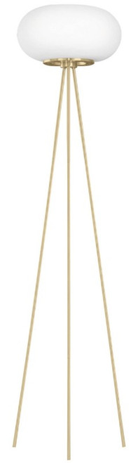 Brass trim floor lamp with opal glass