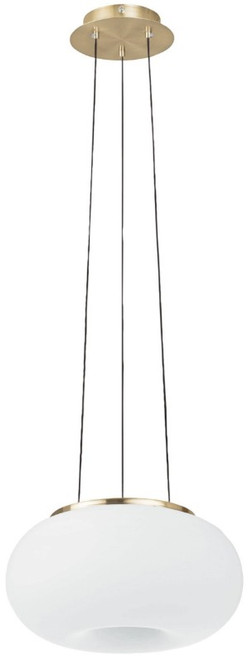 Brass trim pendant with opal glass