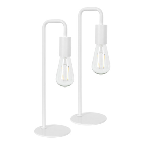 White table lamp with a u-shaped curve White table lamp with a u-shaped curve