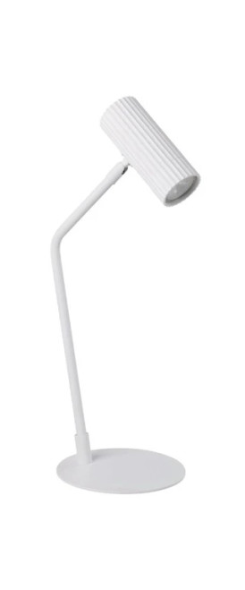 White table lamp with a curved shape